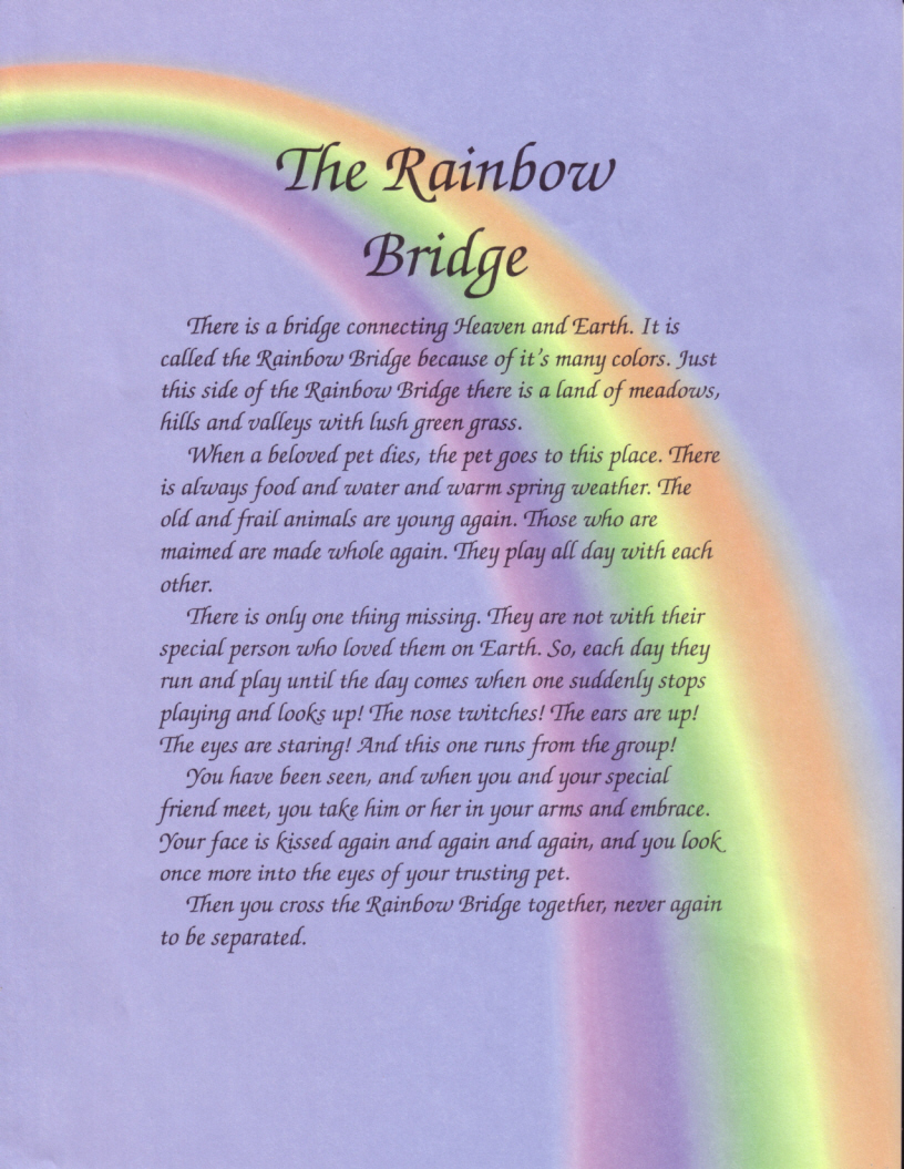 original rainbow bridge poem